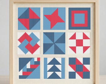 Zestaw A „Tiny Patchwork” – Mini wzór do haftu krzyżykowego 30x30, mały, szybki haft w formacie PDF
