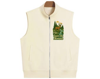 Vest, Deer, stream Vibe, Heavyweight Cotton Blend, Unisex Outdoor Style, Mountain, gift for him or her, Daisies