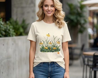 Daisy orange Floral T-Shirt | Wildflower Field Print, Wildflowers, Nature- inspired