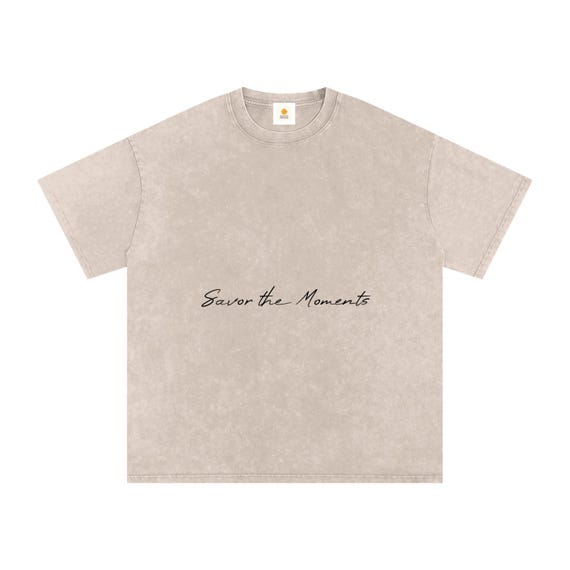 T-shirt, Snow Washed Oversized Cotton T-Shirt Savor the moments TM