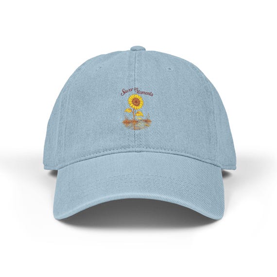 Sunny Embroidered Denim Hat | Casual Style Cap for Summer Days, Gifts for Her, Outdoor Events, Fashion Accessory, Sunflower Cap