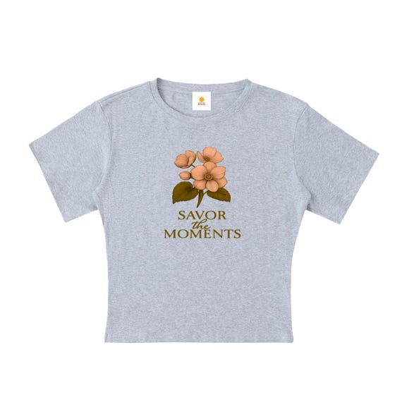 T-shirt, Begonia, Lightweight Cocoon Shape Short Sleeve Top