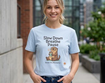 Otter T-Shirt | Otter Mindfulness Graphic Tee, Slow Down Breathe Pause
