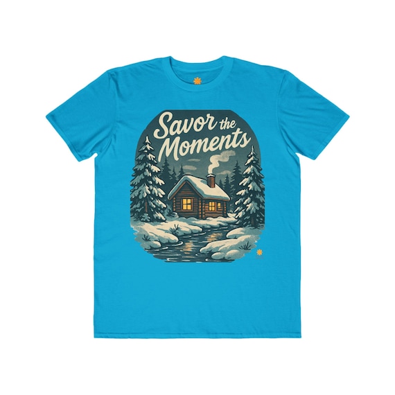 Winter Snowy Lodge T-Shirt Savor the Moments Cabin Scene Tee |