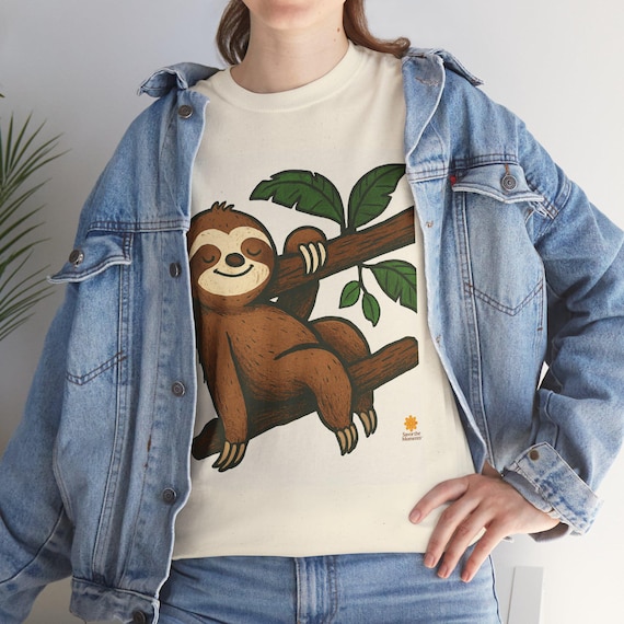 Smiling Sloth on Branch T-Shirt | Cute Jungle Animal Tee