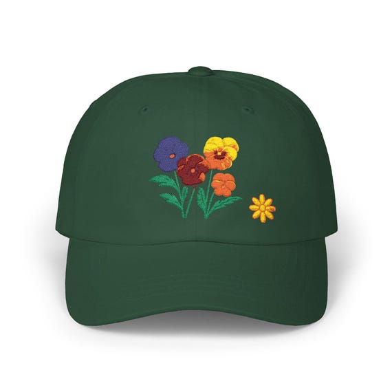 Floral Embroidered Dad Cap, Casual Summer Hat, Gift for Dad, Outdoor Fashion Accessory, Everyday Wear