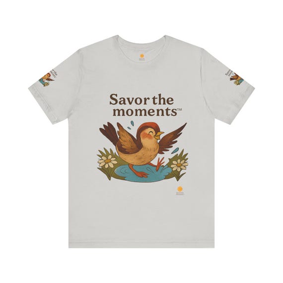 Bird Tee, Nature, Daisies, water, playful, Savor the Moments
