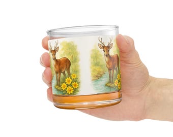 Deer Watercolor Scene Rocks Glass | 10oz