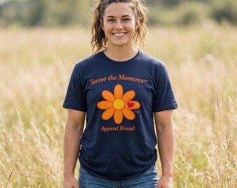 Orange Retro Daisy Savor the Moments T-Shirt | Floral Graphic Tee