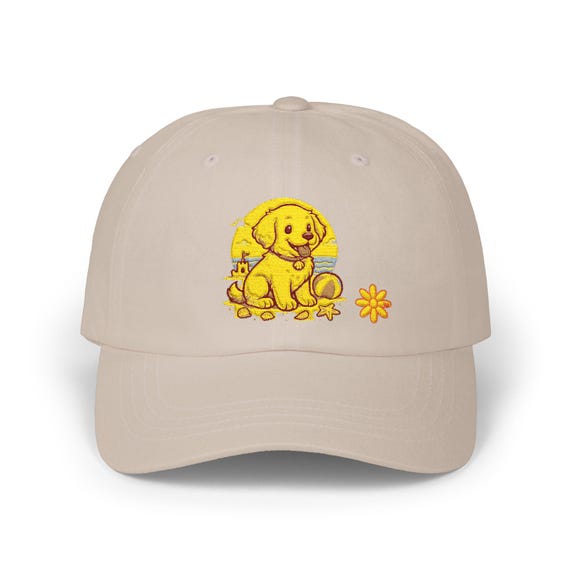 Yellow Puppy Classic Dad Cap, Cute Pet Lover Hat, Gift for Dog Moms and Dads, Everyday Casual Style, Summer Accessory, Dog-Themed Cap