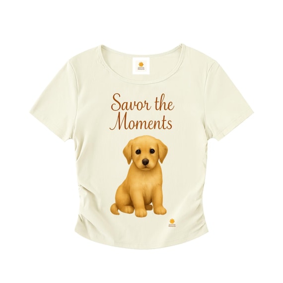 Puppy Ruched Bodycon Crop Top • Dog Lover Activewear Shirt • Fur Baby Pet Lovers Tee • Sporty Spring Summer Autumn Gym & Casual Running Top