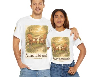 Adirondack Chairs, Relaxing T-Shirt, Cozy Tee, Nature Lovers, Gift Friends, Summer Vibes, Savor the Moments