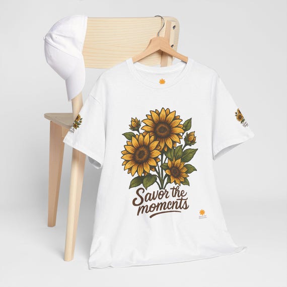 Sunflower  Graphic Tee - Unisex Cotton Shirt Savor The Moments