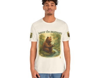 Forest Bear Graphic T‑Shirt • Majestic Wildlife Nature Scene Tee • Cozy Adventure Top for Outdoor Lovers