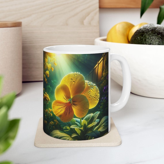 Bright Floral Ceramic Mug: Vibrant Coffee & Tea Cup