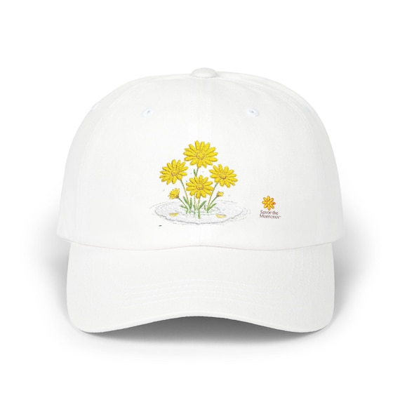 Yellow Flower Embroidered Classic Dad Cap, Summer Hat, Gift for Dad, Nature Lover Cap, Casual Accessories, Unisex Headwear
