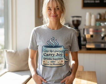 Coffee Mug Illustration T-Shirt | Savor Life's Journey Tee