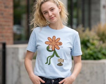 Orange Coffee Cup Flower, Smiling Mascot, Savor the Moments T-Shirt, Nature-inspired