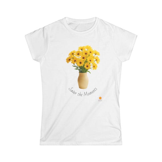 Women's Softstyle Tee Shirt, Yellow Daisies, Vast