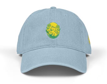 Embroidered Kitten Dad Hat, Floral Baseball Cap