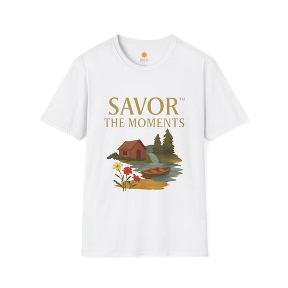 Savor the Moments T-Shirt: Nature Landscape Print, Eco-Friendly Cotton