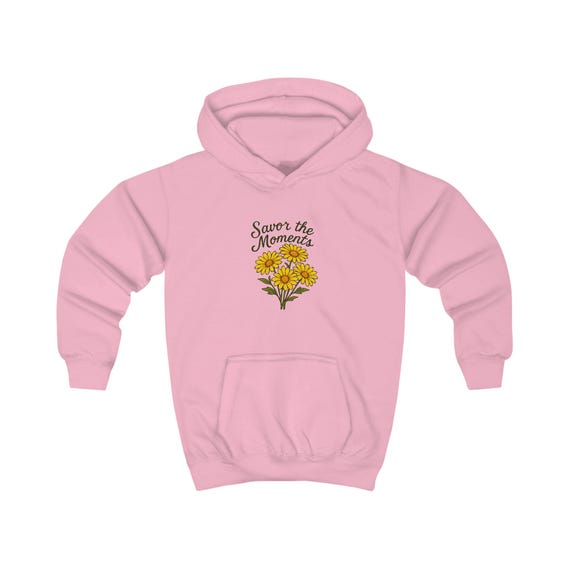Kids Floral Hoodie: Soft Cotton-Blend Sweatshirt "Savor the Moments"