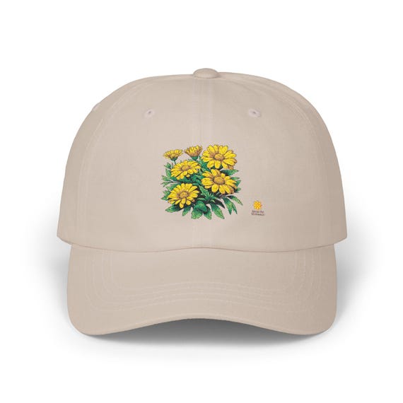 Floral Dad Cap with Yellow Blooms, Father's Day Gift, Trendy Hat for Outdoors, Casual Wear, Spring Accessories