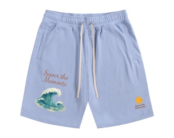 Unisex, Shorts, Ocean, Wave, Essential Cotton Shorts