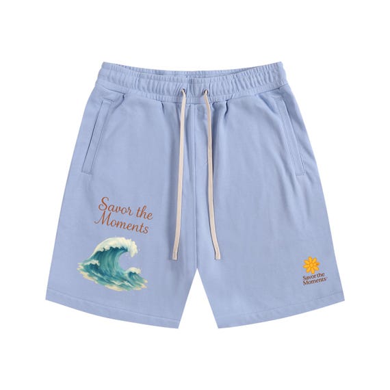 Unisex, Shorts, Ocean, Wave, Essential Cotton Shorts