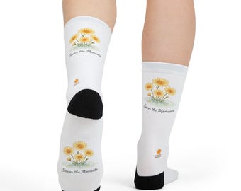 Yellow Daisy Spring Socks • Bright Floral Crew • Fun Nature Lover Gift • Colorful Flower Accessory