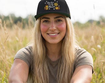 Embroidered Squirrel Flat Bill Cap | Cotton Twill Snapback Hat