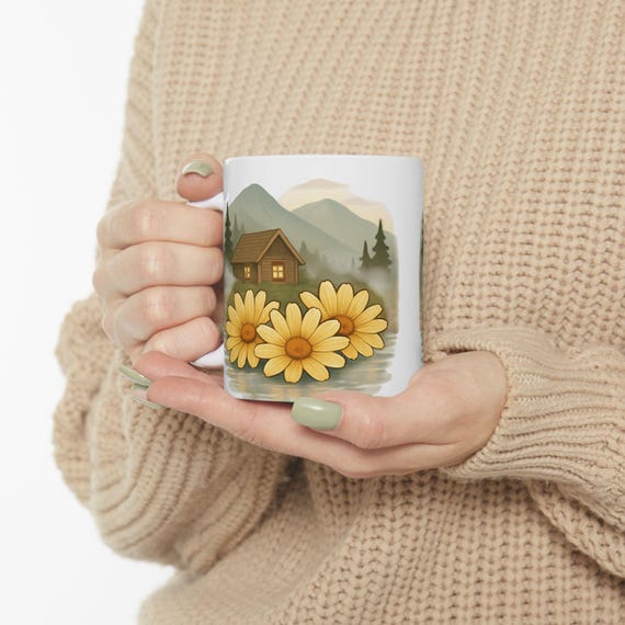 Cozy Nature-Inspired Ceramic Mug - Perfect for Coffee Lovers, Nature Enthusiasts, Gifts for All Occasions, Savor the Moments