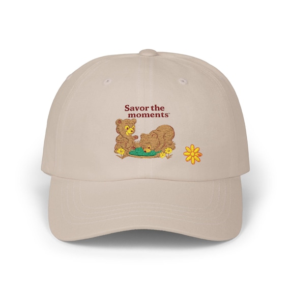 Bears, Yellow Flowers Embroidered Classic Dad Cap, Summer, Nature Cap, Casual Accessories, Unisex Headwear