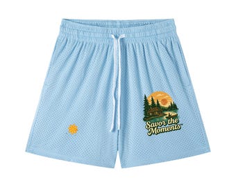 Deer, Mountain Vibe, Cabin, fishing, Lake, Sunset, Mesh Drawstring Shorts