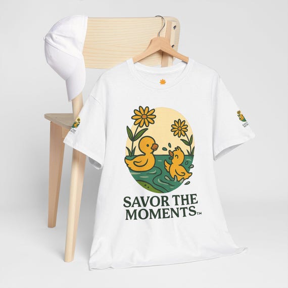 Savor the Moments Unisex Heavy Cotton Tee, Fun Graphic T-Shirt, Nature Lovers Gift, Cute Summer Top, Perfect for Family Gatherings