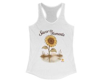Women’s Sunflower Workout Tank • Lightweight Activewear Racerback • Coastal Adventure Fitness Top