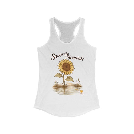 Sunflower Tank Top: Lightweight Workout Activewear Savor the Moments