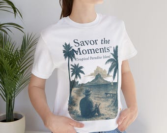 Tropical Paradise T-Shirt, Relaxed Vibes, Travel Lover Gift, Summer Wardrobe Essential, Adventure Travel Tee, Nature-Inspired Shirt