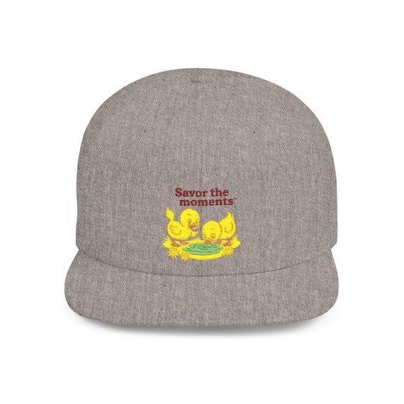 Embroidered Baby Chicks Flat Bill Snapback • Soft Pastel Spring Floral Hat • Savor the Moments™ Nature Graphic • Gift for Outdoorsy Friends