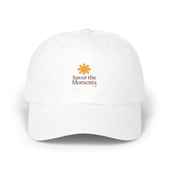 White Classic Dad Cap with 'Save the Moments' Design | Casual Hat, Gift for Dads, Summer Accessory, Everyday Cap, Father's Day Gift