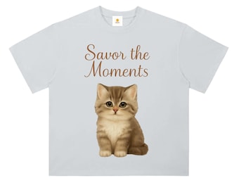 Kitten, Heavyweight Drop Shoulder Cotton T-Shirt