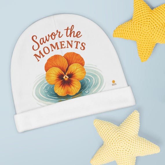 Floral Baby Beanie: Polyester Knit Winter Hat