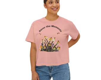 Bloom & Shine Women's Tee • Relaxed Fit Cotton Top • Yellow Daisies, Wildflowers, Dragonflies Graphic • Outdoor Nature Wellness Vibe