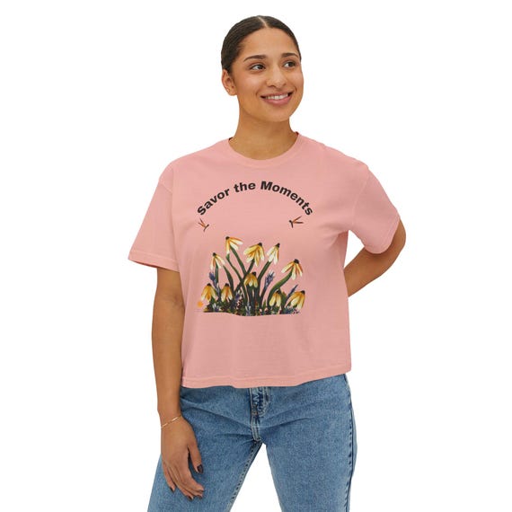 Savor the Moments Floral Tee: Women's Boxy Cotton Shirt