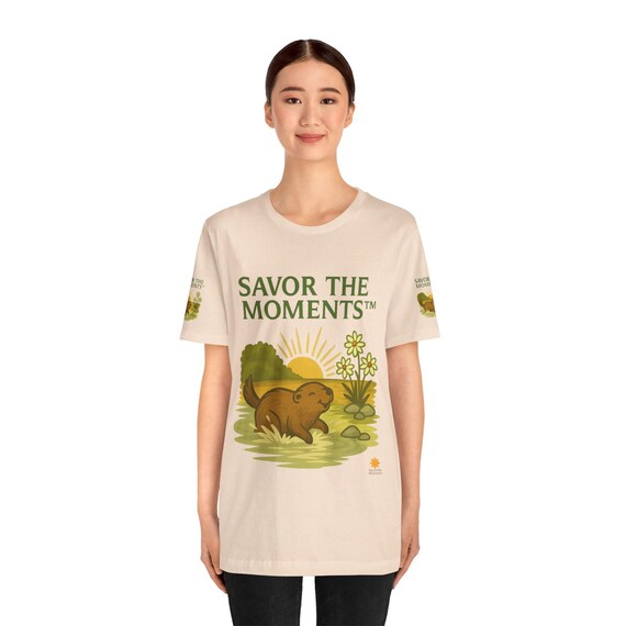 Beaver, Nature-Inspired Unisex Tee Outdoor Lovers, Savor the Moments, Nature Enthusiasts, Casual Wear, Summer Essential