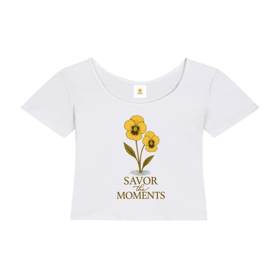T-shirt, Pansies, Essential Cotton Bodycon Crop Top