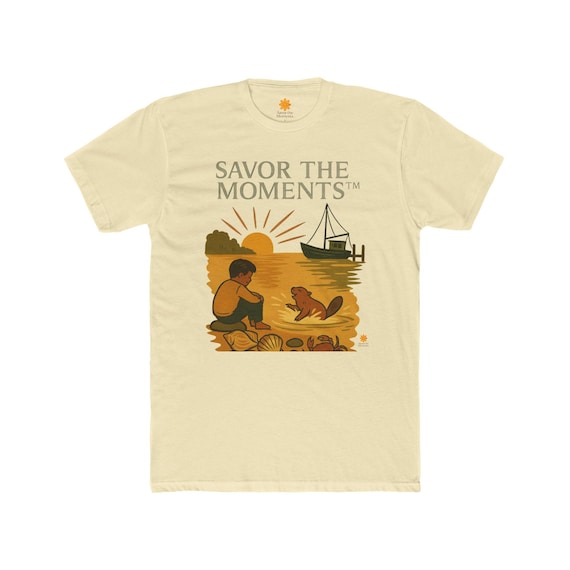Sunset fishing boat scene Tee | Crew Shirt Savor the Moments