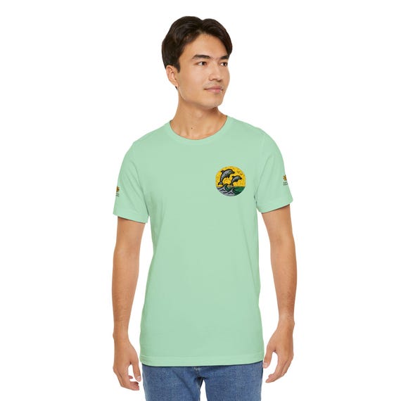 Dolphins, Nature-Inspired Unisex Tee with Floral Design, Casual Shirt, Eco-Friendly Gift, Outdoor Adventure Apparel