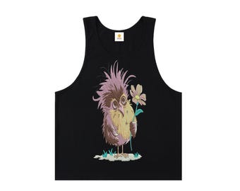 Whimsical Bird & Daisy Tank Top, Unisex Summer Beach-Vibe