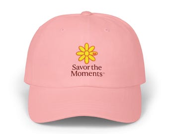 Savor the Moments TM Daisy Dad Hat, Heart in Pedal Floral, Nature Lover Daisy Graphic Dad Hat, Outdoor Apparel